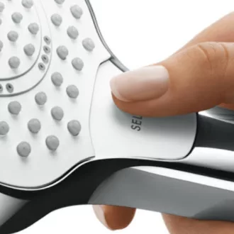 Hansgrohe Croma Select E Vario fehér-króm kézizuhany zuhanyrúddal és gégecsővel