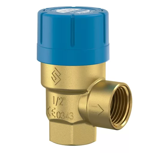 Flamco Prescor B biztonsági szelep kék műanyag sapkával, 1/2" belső menetes sárgaréz test