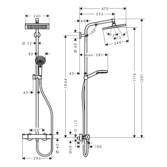   HANSGROHE Crometta E 240 1jet  Showerpipe termosztátos zuhanyrendszer
