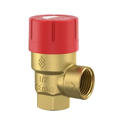 Flamco Prescor sárgaréz biztonsági szelep piros fejjel, 1/2" belső menet, 1,5 bar