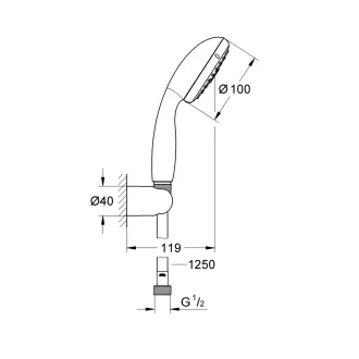   GROHE Tempesta 100 falitartós zuhanygarnitúra 2 féle vízsugaras kézizuhannyal