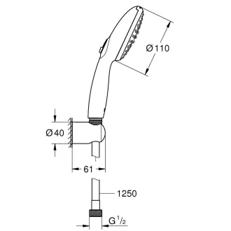   GROHE Tempesta II 110 falitartós zuhanygarnitúra 2 funkciós kézizuhannyal