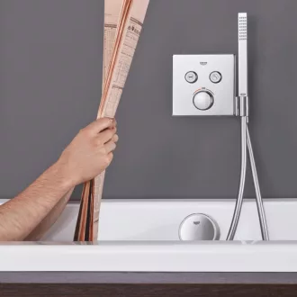   GROHE Grotherm SmartControl termosztatikus vezérlő, négyzet alakú, zuhanytartóval