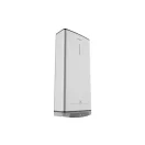 Ariston Velis Tech Wi-Fi 100 lapos fehér villanybojler oldalnézetből, digitális kijelzővel