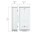 Ariston Velis Tech Wi-Fi 100 villanybojler méretrajza, magasság 127,2 cm, szélesség 51,1 cm