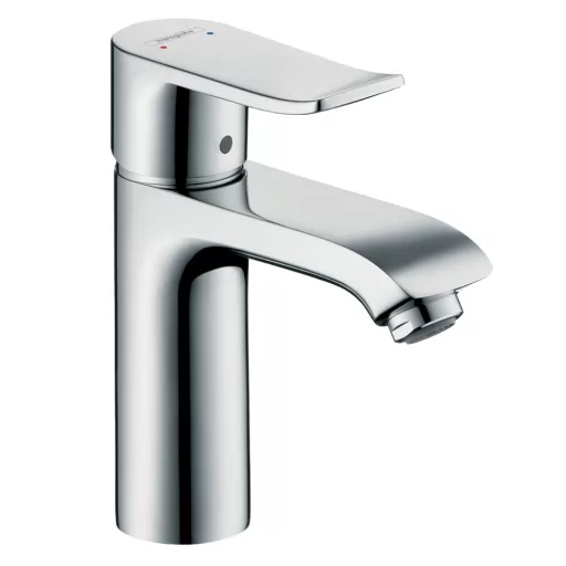 Hansgrohe Metris 110 króm mosdócsaptelep egykaros nyitott fogantyúval, oldalnézetből
