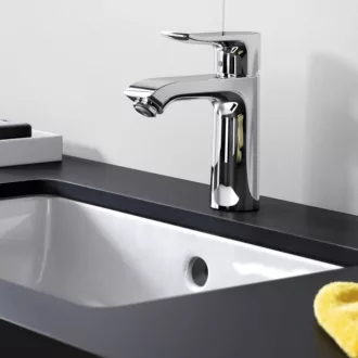 Hansgrohe Metris 110 króm mosdócsaptelep egykaros nyitott karral, oldalnézet