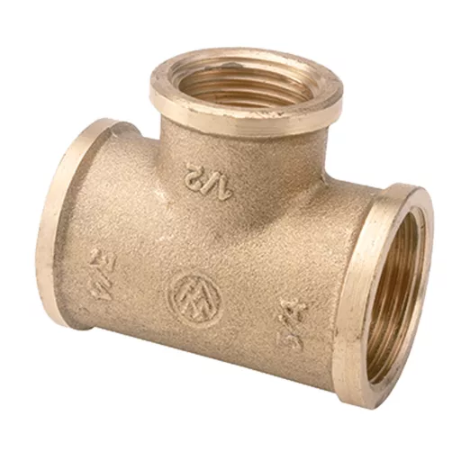 Sárgaréz szűkített T-idom belső menetes csatlakozásokkal, 5/4"-3/4" méretjelzéssel