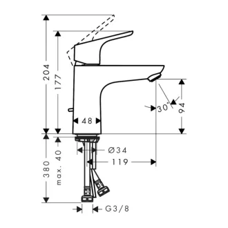   HANSGROHE Focus 100 mosdócsaptelep automata leeresztő szeleppel