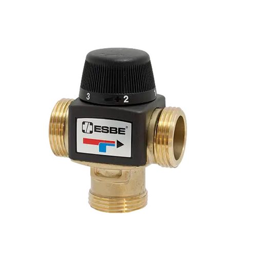 ESBE VTA572.1 termosztatikus háromjáratú keverőszelep fűtéshez, 1" külső menettel, 30 - 70°C
