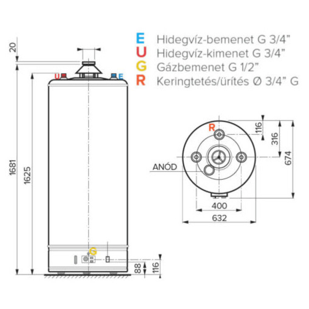 ARISTON SGA X 120 EE 120 literes kemenyes gazbojler, allo - Kazan WebS
