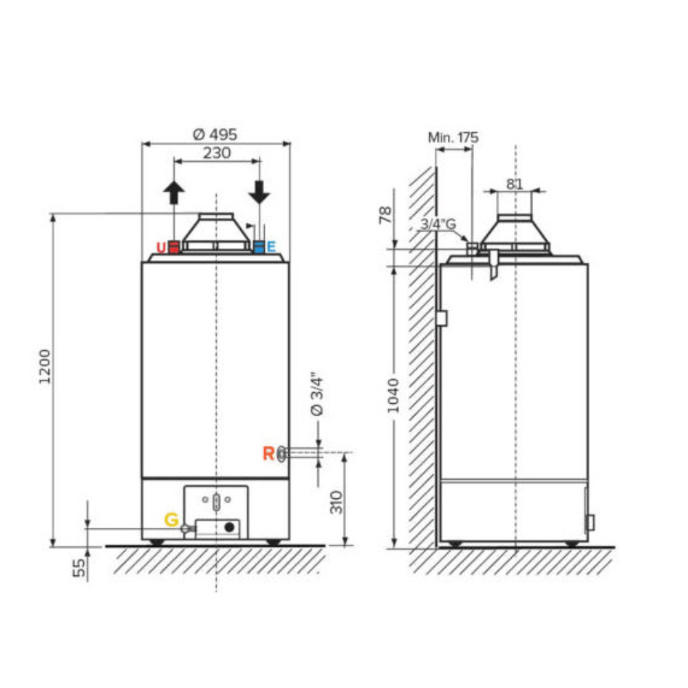 ARISTON SGA X 120 EE 120 literes kemenyes gazbojler, allo - Kazan WebS