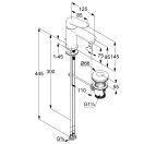 kludi_x1_75_egykaros_mosdo_csaptele_automata_ leeresztoszeleppel_meretrajz