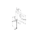 KLUDI X1 240 magasított mosdócsaptelep méretrajz beépítési méretekkel és G3/8 bekötéssel