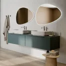 KLUDI X1 240 krómozott egykaros mosdócsaptelep pultra szerelt mosdókagylón, fürdőszobában