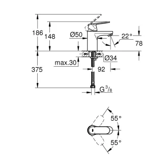   GROHE Eurosmart Cosmopolitan S méretű mosdócsaptelep leeresztőgarnitúra nélkül