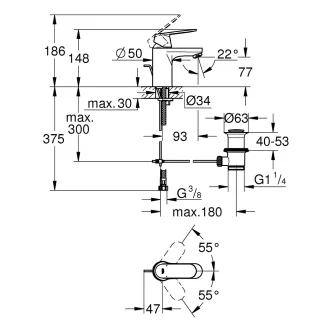   GROHE Eurosmart Cosmopolitan S méretű mosdócsaptelep automata leeresztőgarnitúrával