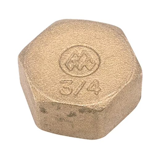 MTG 3301 hatszögletű menetes réz kupak 3/4" jelöléssel, felülnézetből