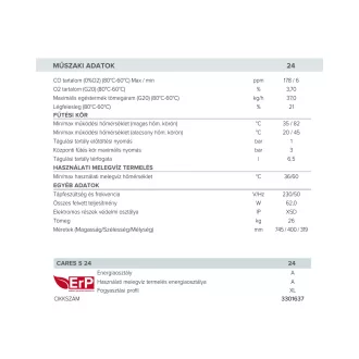 Ariston Cares S 24 fali kondenzációs kombi gázkazán