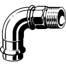 Viega Profipress G könyök 90°-os, 15 mm press tokkal és 1/2" külső menettel, vonalrajz