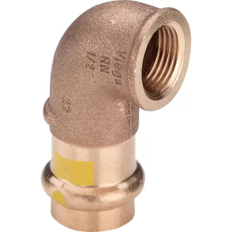 Viega Profipress G vörösöntvény könyök 90°, 15 mm press tok x 1/2" belső menet, gázra, sárga jelöléssel