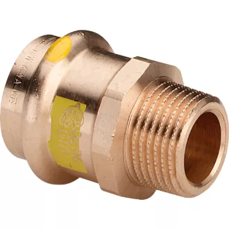 Viega Profipress G vörösöntvény gáz átmeneti idom külső menettel, sárga jelöléssel, 42 mm x 6/4