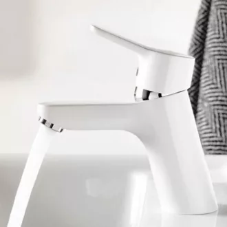 KLUDI Pure&Easy 70 fehér mosdócsaptelep króm elemekkel és automata leeresztő karral