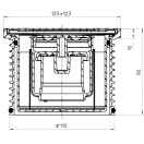 HL 37 Prblue magasító elem méretrajza metszetben, 123x123 mm, DN110, 90 mm magasság