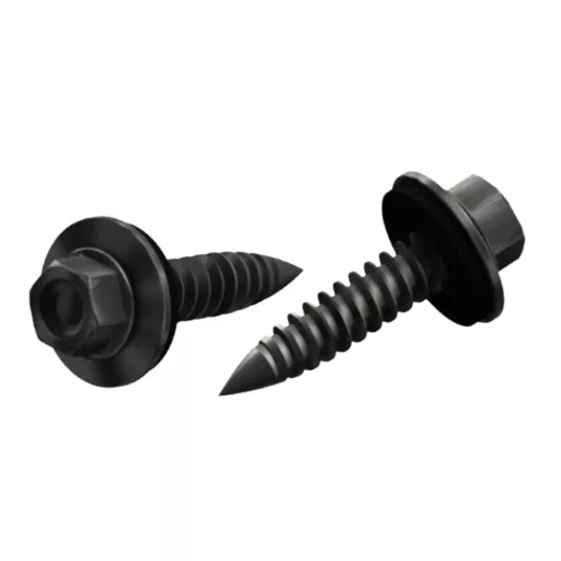 Renusol E16 fekete önmetsző csavar hatlapfejjel és alátéttel, M5.5 x 25 mm