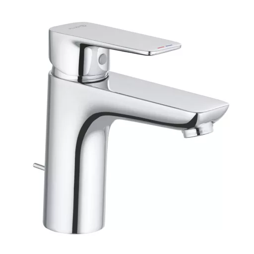 Króm KLUDI Pure&Style 100 egykaros mosdócsaptelep automata leeresztő szeleppel, oldalnézet