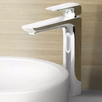 KLUDI Pure&Style 215 magasított mosdócsaptelep krómozott kivitelben, oldalnézet