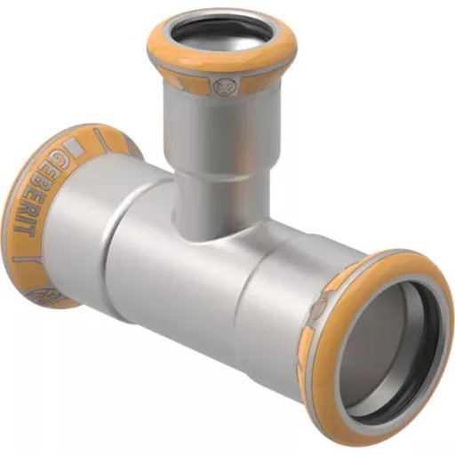 GEBERIT Mapress Therm inox szűkített T-idom, hűtésre/fűtésre, 76.1x35x76.1mm