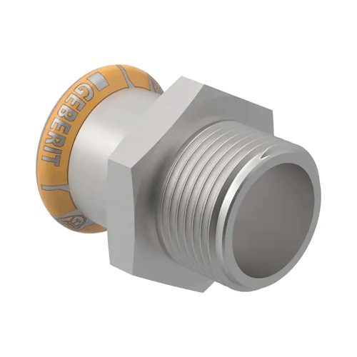 GEBERIT Mapress Therm inox külső menetes átmeneti idom, hűtés/fűtésre, 54mm x 2"K