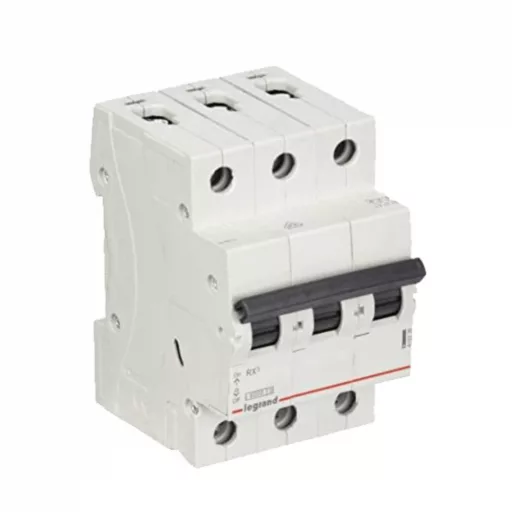 Legrand RX3 3P C32 háromfázisú kismegszakító fekete karral, DIN sínre