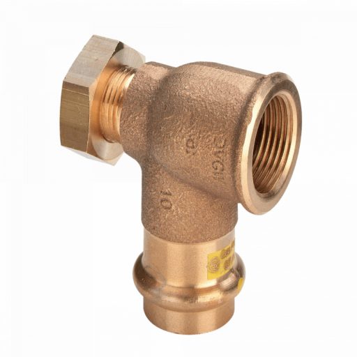 VIEGA 2614.6 Profipress G vörösöntvény könyök alaplemezhez, gázra, 22mm tok x 1"B