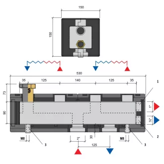   FixTrend C90/2F 2 körös acél osztó-gyűjtő hőszigeteléssel, 5/4"