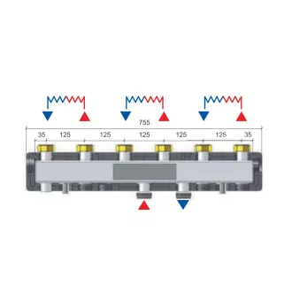   FixTrend C70/3F 3 körös acél osztó-gyűjtő hőszigeteléssel, 1"