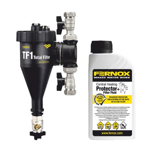 X FERNOX TF1 Total filter mágneses iszapleválasztó golyócsappal és Protector + Filter Fluid folyadékkal, 3/4"