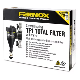   FERNOX TF1 Total filter mágneses iszapleválasztó golyócsappal és Protector + Filter Fluid 9 folyadékkal, 1" (62148 / 59918)