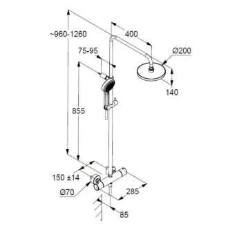 KLUDI sDIVE 3S Dual Shower króm termosztatikus zuhanyrendszer esőztető fejjel