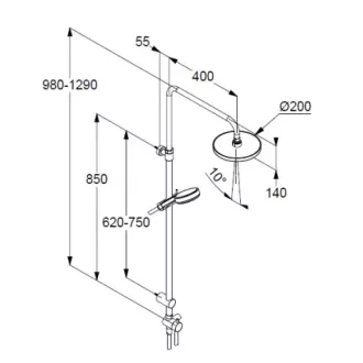 KLUDI sDIVE 3S Dual Shower króm zuhanyrendszer esőztető fejzuhannyal és kézizuhannyal