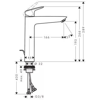   HANSGROHE Logis 190 mosdócsaptelep automata leeresztő szeleppel