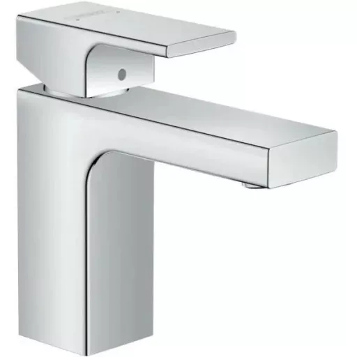 Hansgrohe Vernis Shape 100 króm egykaros mosdó csaptelep szögletes kifolyóval, oldalnézet