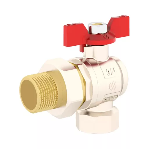 ARCO Sena sarok hollanderes karos golyóscsap 3/4" piros pillangó karral, sárgaréz