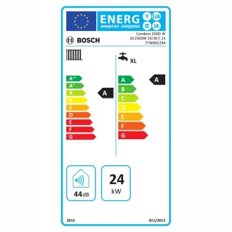Bosch Condens GC2300W kondenzációs kombi gázkazán fehér burkolattal, kör alakú kijelzővel