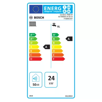   BOSCH Condens GC7000iW 24 CB 23 fali kondenzációs kombi gázkazán fekete üveg előlappal