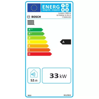   BOSCH Condens GC7000iW 35 PB 23 fali kondenzációs fűtő gázkazán fekete üveg előlappal