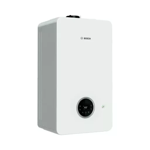 Bosch Condens GC2200W 24/24 fali kondenzációs kombi gázkazán fehér, digitális kijelzővel, oldalnézet