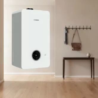 Bosch Condens GC2300iW fali kondenzációs kombi gázkazán fehér előlappal, digitális kijelzővel