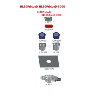 HL 90PRBLUED alacsony padlólefolyó vízszintes kimenettel, szigetelőkarimával és 115x115mm ráccsal